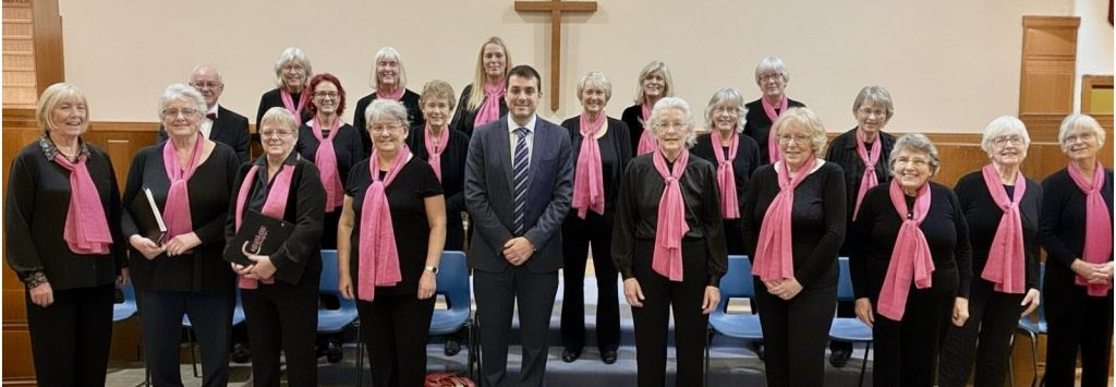 Cantilena Singers with their MD David Thomas at their most recent concert