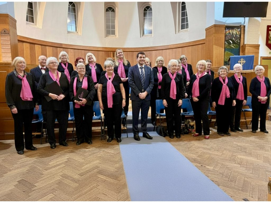 Cantilena Singers with their MD David Thomas at their most recent concert